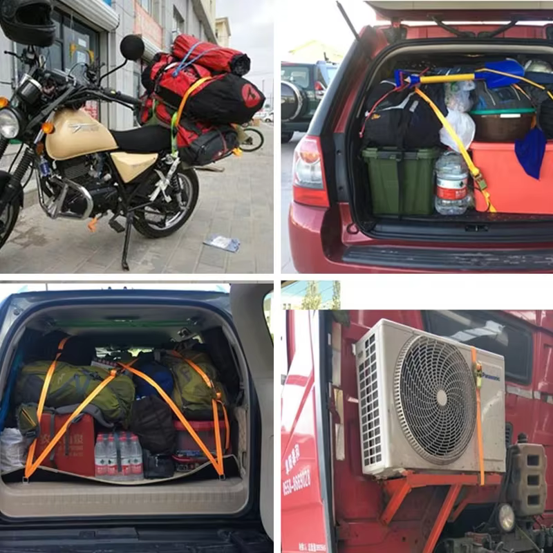 Sangles de chargement de 5M avec boucle, ceinture d'arrimage pour moto, voiture, vélo, corde de remorquage en métal, ceinture de fixation à cliquet solide pour sac à bagages