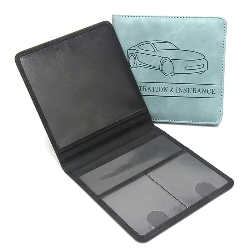 Porte-carte d'assurance et de permis de conduire d'enregistrement de voiture-boîte à gants de véhicule en cuir organisateur de documents automobiles