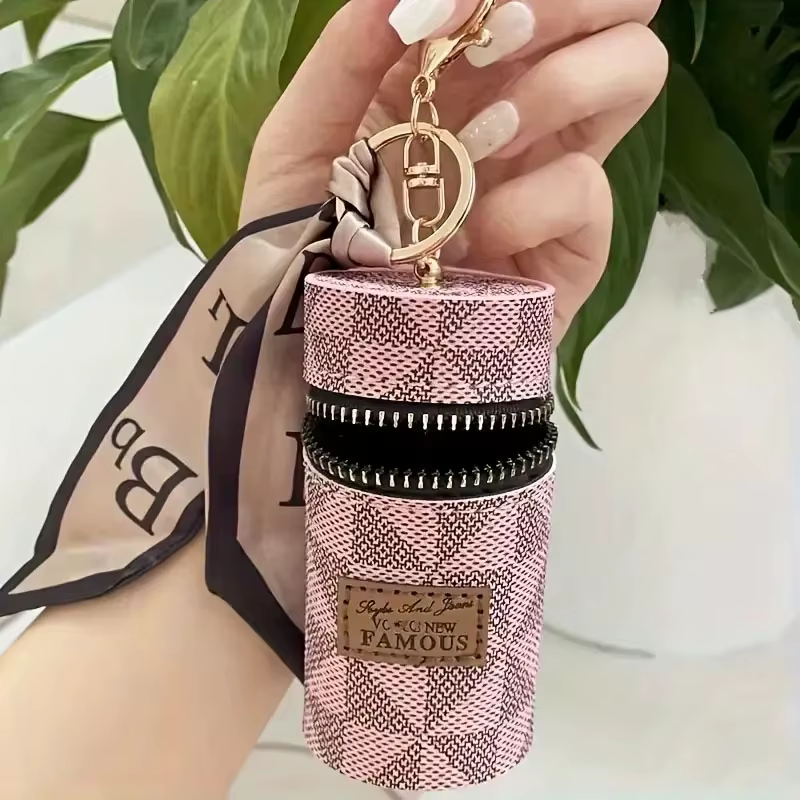 Mini porte-monnaie rétro en cuir fleuri vintage
