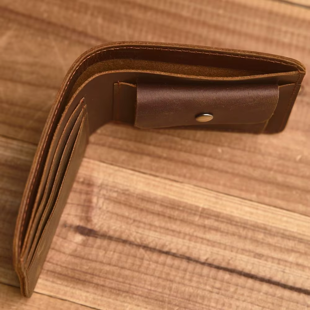 Portefeuille court ZRCX avec poche à monnaie, en cuir véritable