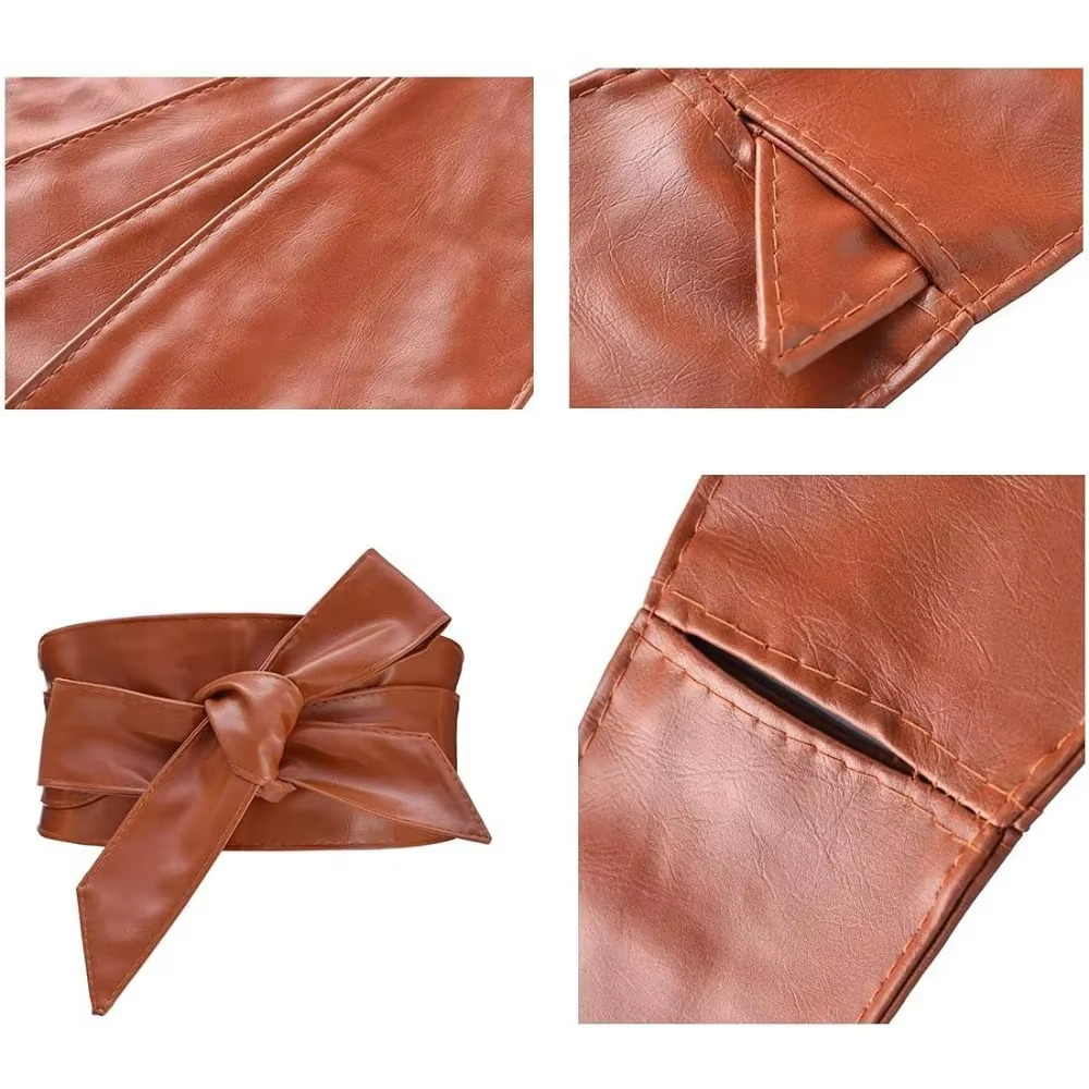 Ceinture large en cuir PU pour femme