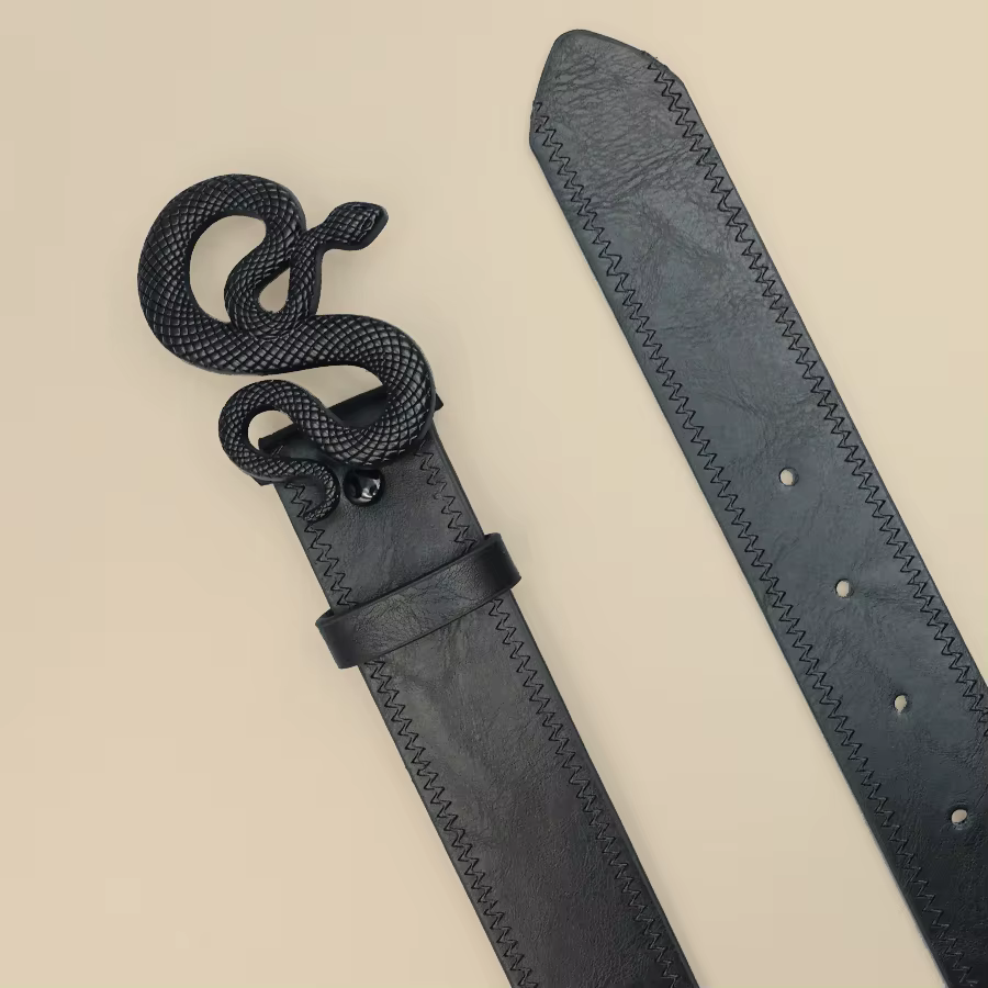Ceinture noire décontractée en Pu pour femmes, sensation haut de gamme, boucle serpent mate, ceinture à la mode, robe, jean, accessoires de chemise