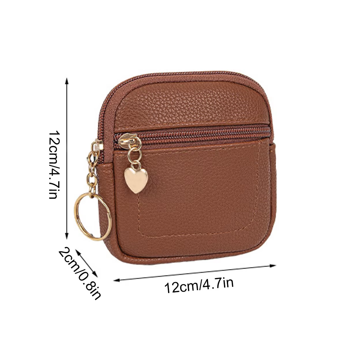 Nouvelle Pochette à Monnaie Portable en Cuir PU avec Anneau Porte-clés