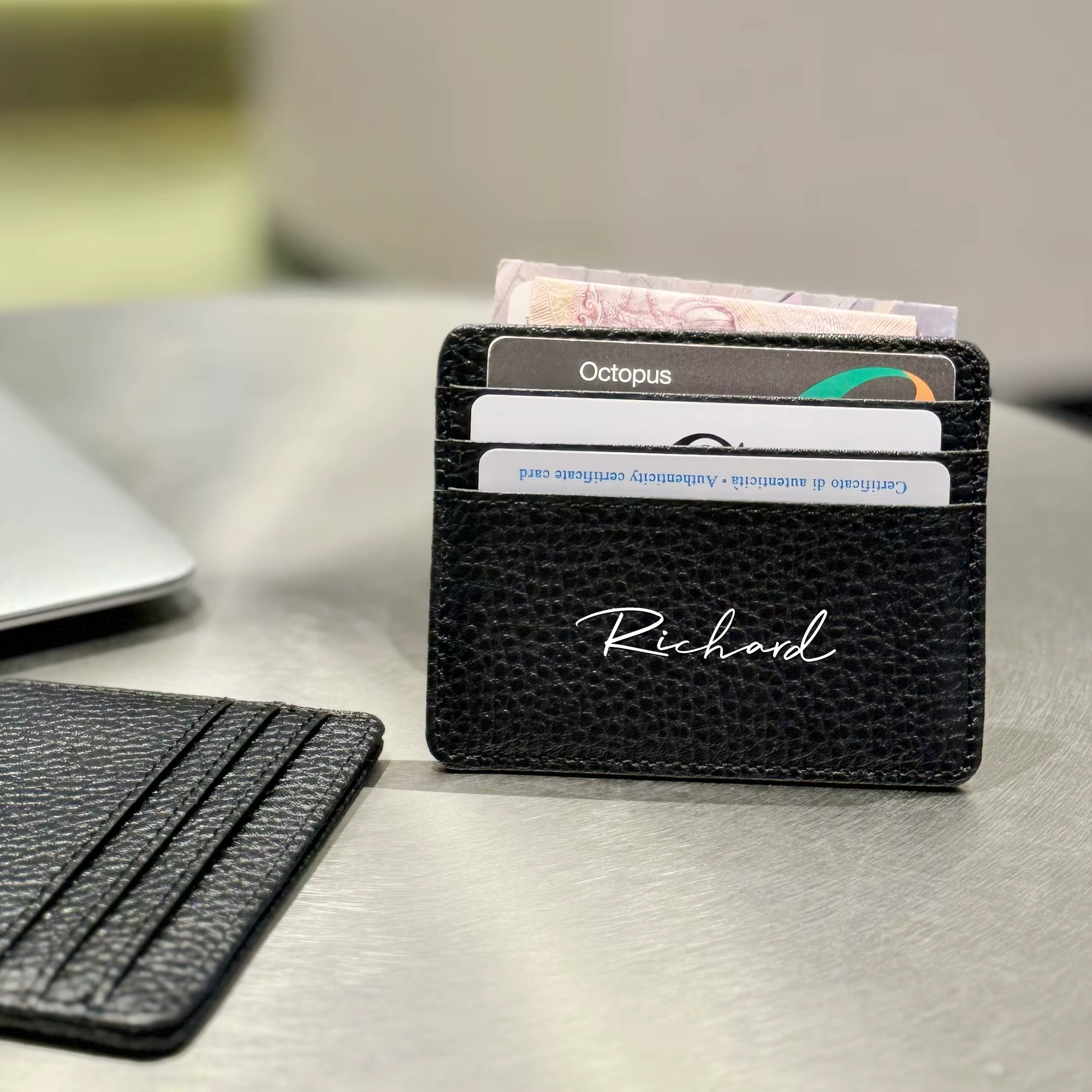 Portefeuille noir personnalisable avec nom