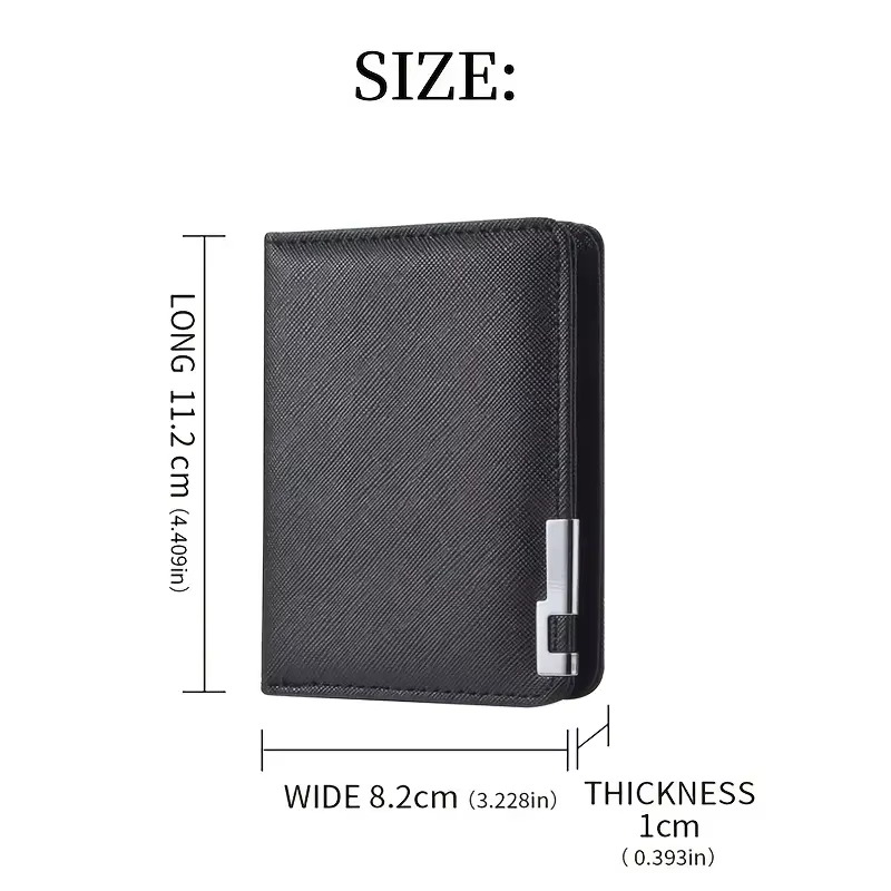 Petit portefeuille mince de style business en simili cuir noir – Plusieurs emplacements pour cartes