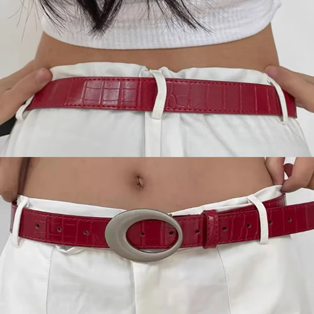 Ceinture à motif crocodile classique vintage américain pour femmes