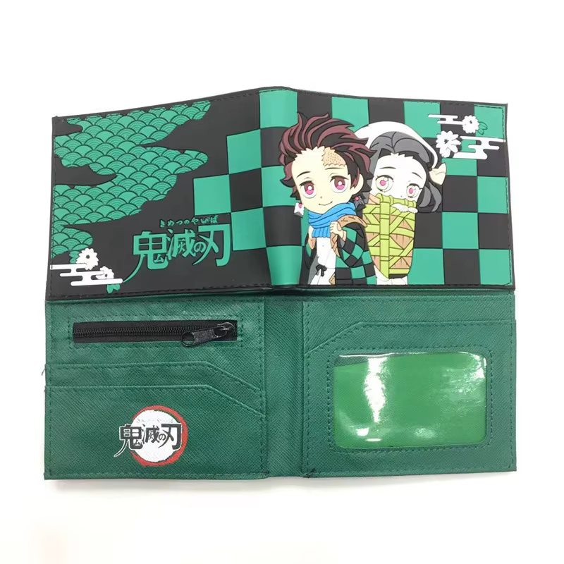 Portefeuille en PU de dessin animé Demon Slayer, porte-monnaie créatif Simple et pliable, carte multifonctionnelle, cadeau pour garçons