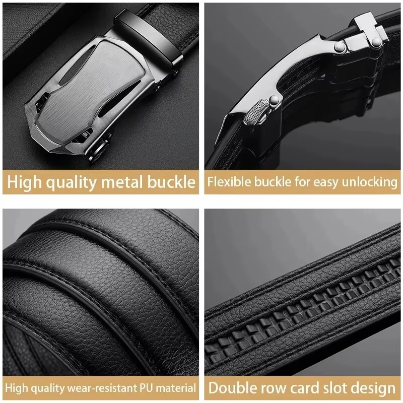 Ceinture en cuir PU pour hommes d'affaires