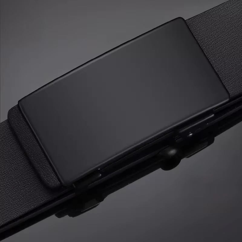 DINISITON hommes ceinture en cuir noir métal sans dents boucle automatique affaires décontracté