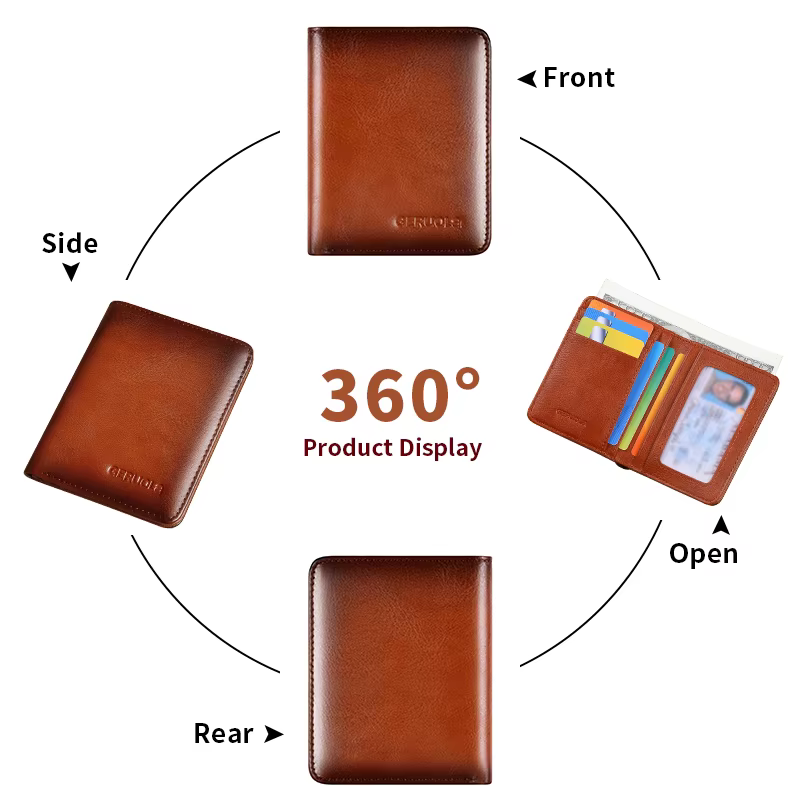 Portefeuille en cuir véritable pour homme avec barrière RFID