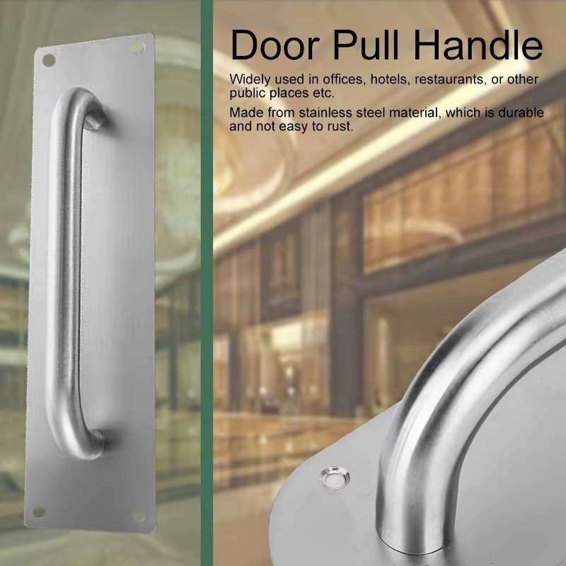 Poignée de porte coulissante de Style moderne, support en acier inoxydable argenté, placard de grange pour portes coulissantes, Base large pour une poignée améliorée