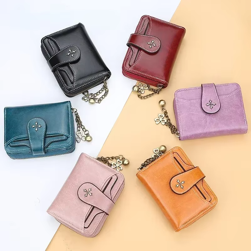 Femmes portefeuilles et sacs à main en cuir PU sac d'argent femme court moraillon sac