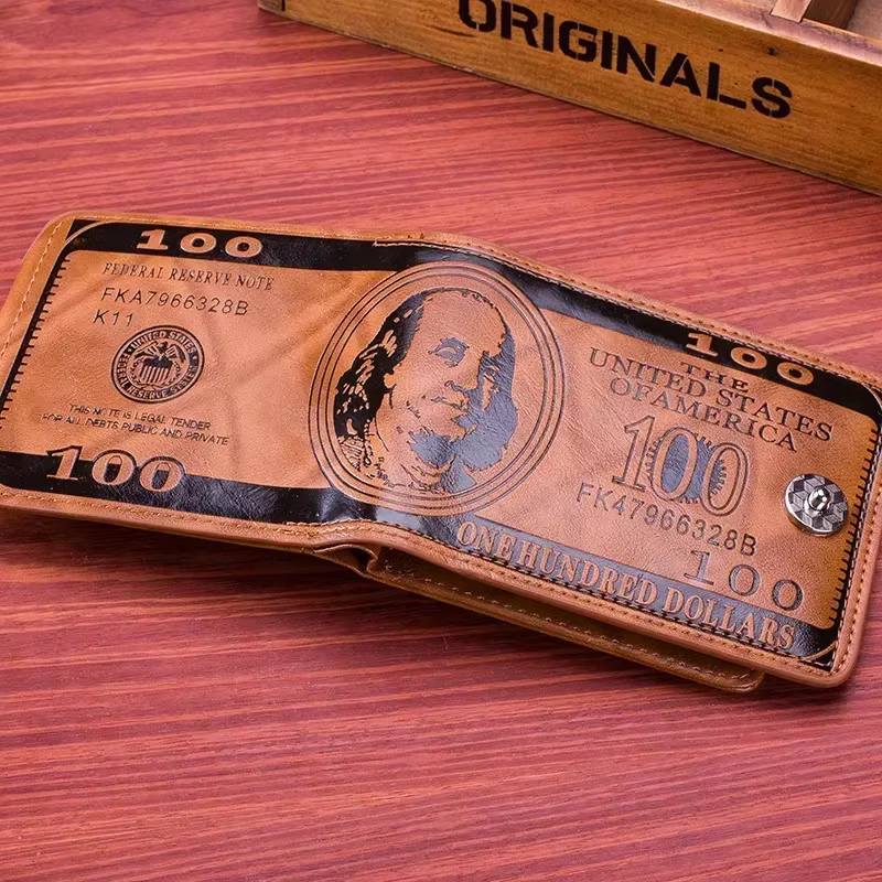 Portefeuilles pour hommes avec loquet à motif de 100 dollars américains portefeuille en cuir