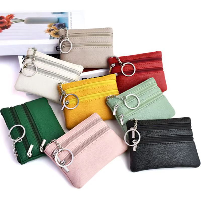 Porte-monnaie en cuir Pu noir pour hommes et femmes