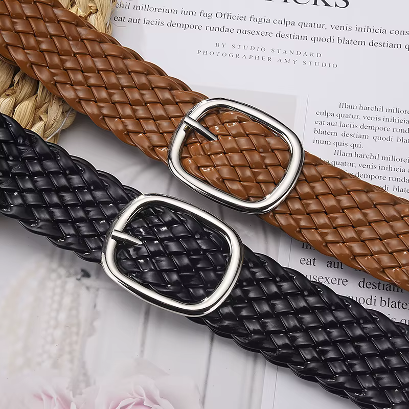 Ceintures tressées de couleurs vives pour femmes, ornement de taille pour dames, sans trous, assorties à tout