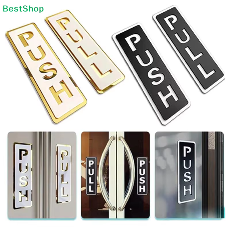 ✍ Ensemble de panneaux de porte PUSH PULL, autocollants de porte en acrylique autocollants pour les bureaux et les entrées de magasins