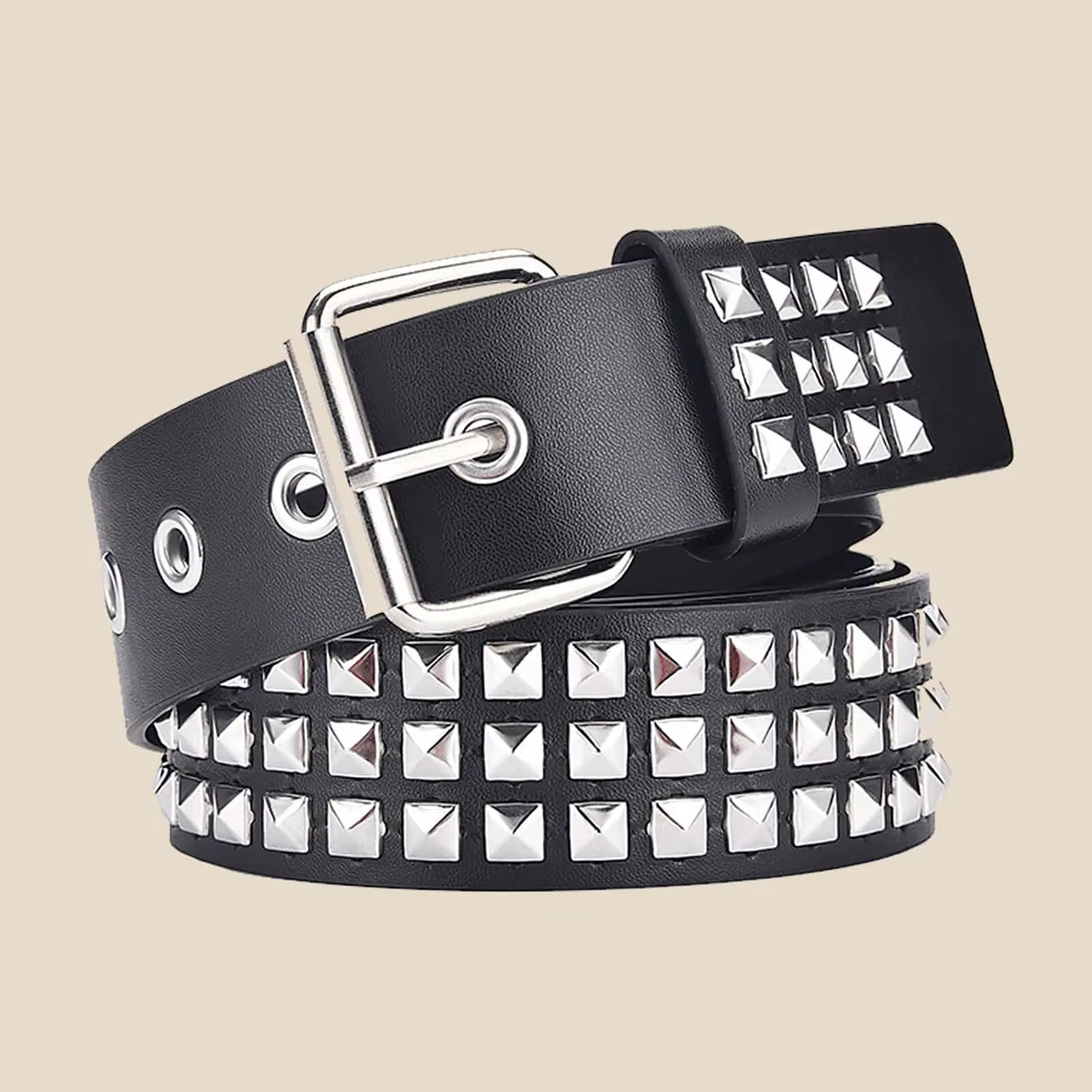 Mode nouvelle perle carrée Rivet ceinture métal pyramide