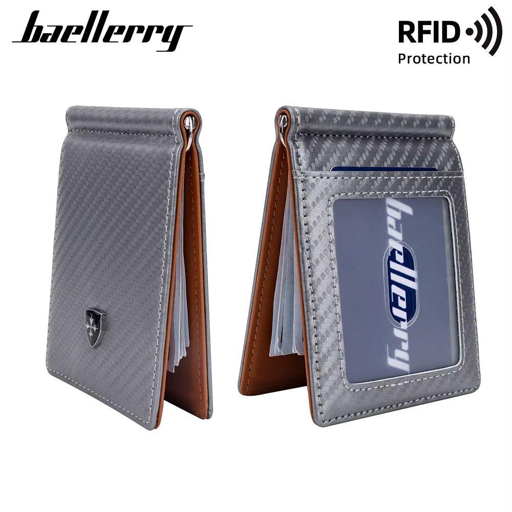 Baellerry Portefeuille RFID en fibre de carbone pour homme, porte-cartes de visite ultra fin avec anti-démagnétisation