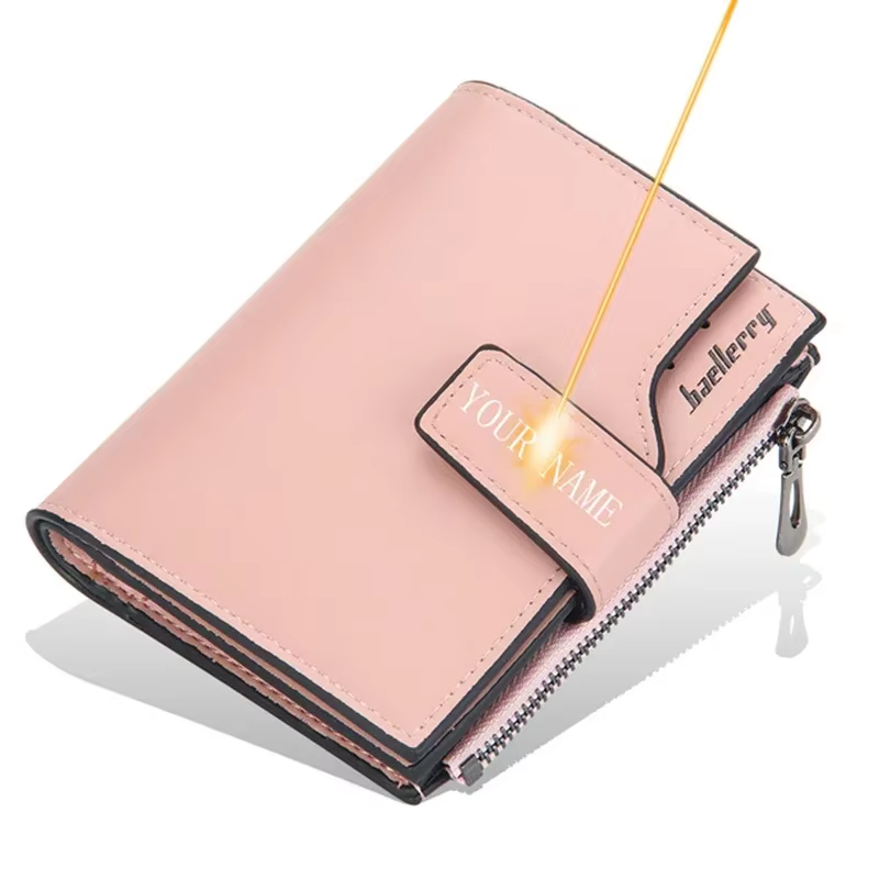Portefeuille personnalisé avec Photo et nom pour hommes et femmes, en cuir PU, court, à trois volets, fermeture éclair, poche pour pièces de monnaie, rétro, haute capacité, cadeau