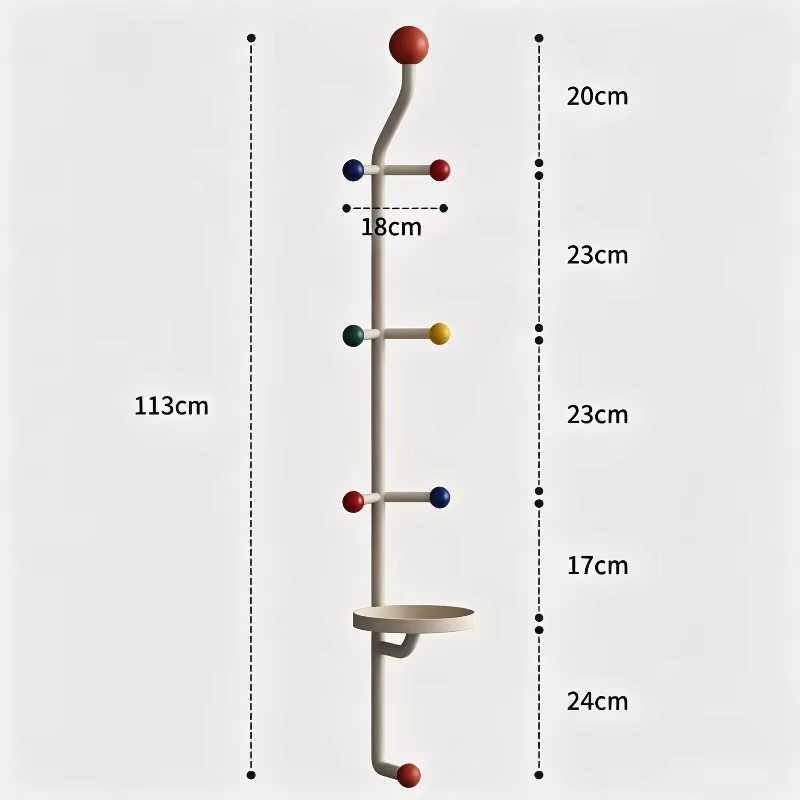 Porte-manteau mural vertical moderne avec boules colorées, porte-chapeaux pour hall d'entrée, avec plateau de rangement, décoration intérieure, étagère à sacs pour chambre
