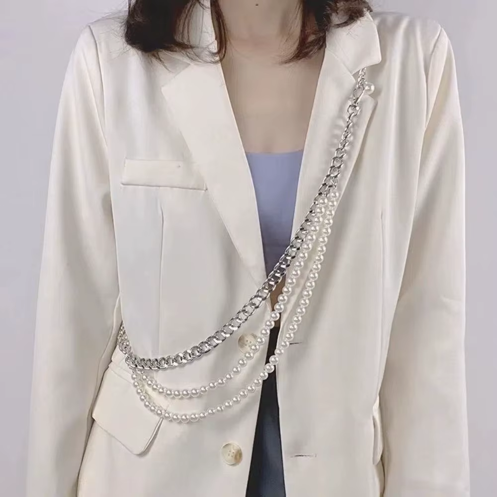 Ceinture élégante multicouche en perles, accessoire de taille polyvalent, chaîne de taille longue à pampilles métalliques, ceintures pour robes et jeans, ceintures bohèmes pour femmes