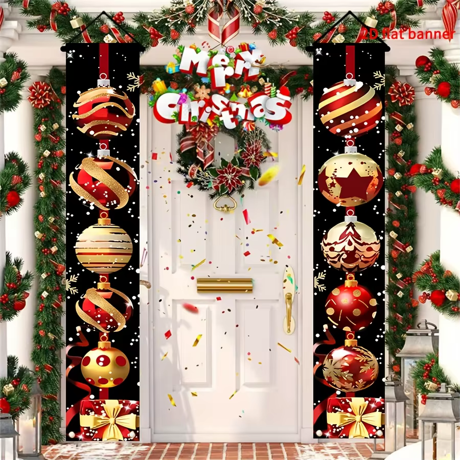 Décorations de Noël 2D - Panneau de porte joyeux Noël pour la disposition de la scène de Noël, décoration de porte de Noël