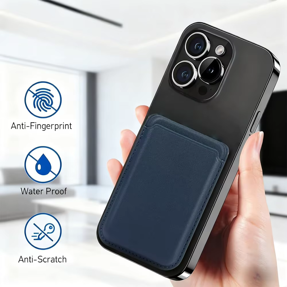 Porte-cartes bleu en cuir PU, portefeuille magnétique pour téléphone, poche amovible fine, durable et anti-rayures, motif papillon et lettres