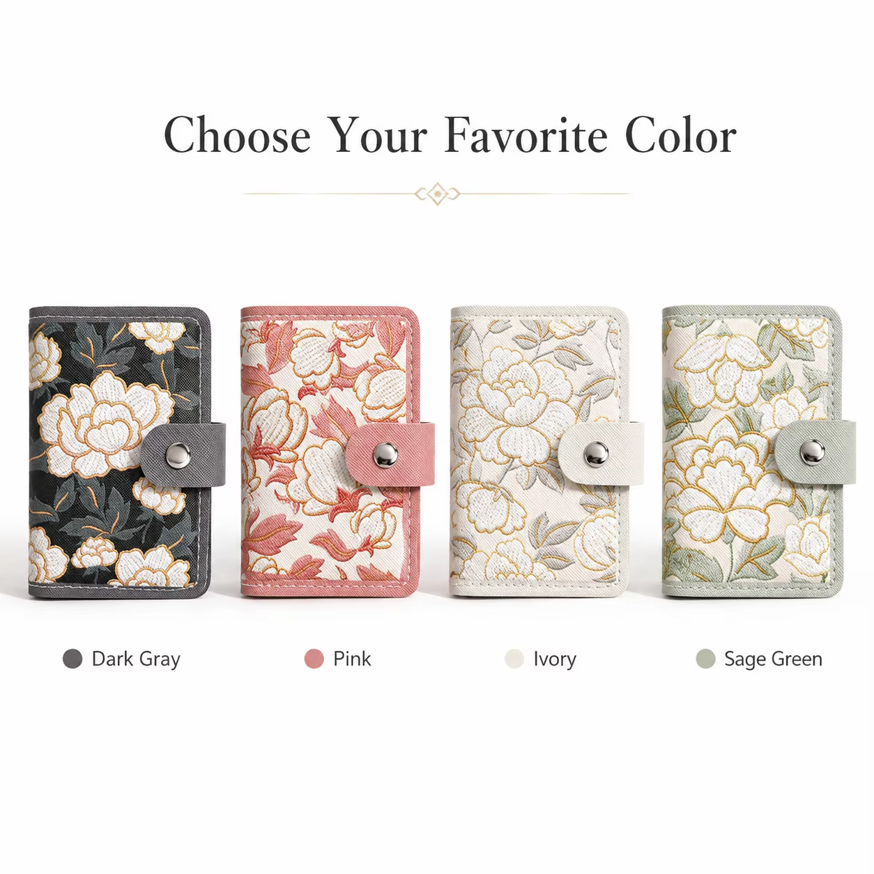 Portefeuille porte-cartes floral pour femme