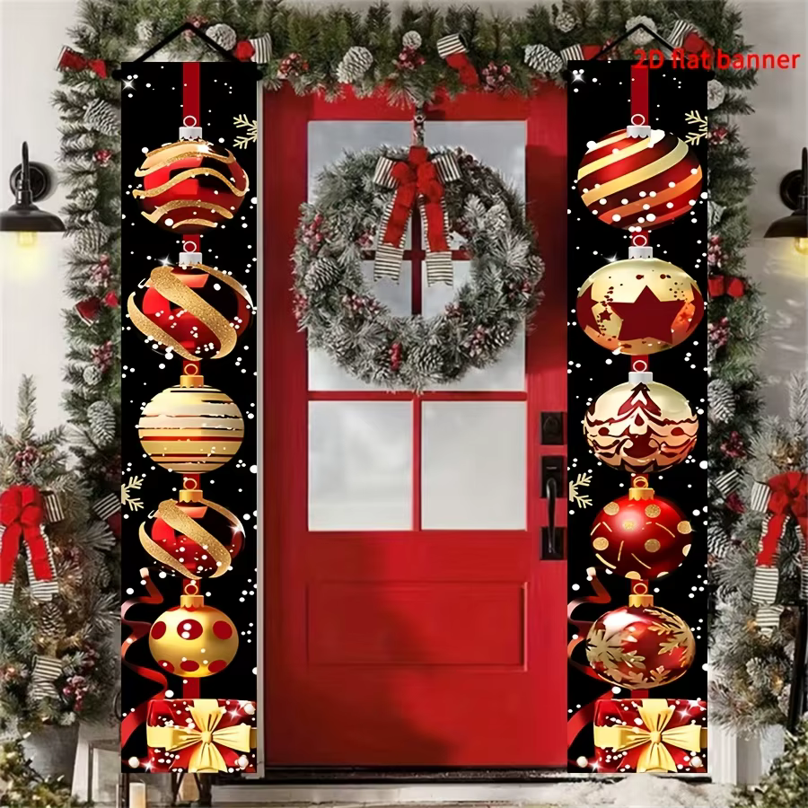 Décorations de Noël 2D - Panneau de porte joyeux Noël pour la disposition de la scène de Noël, décoration de porte de Noël