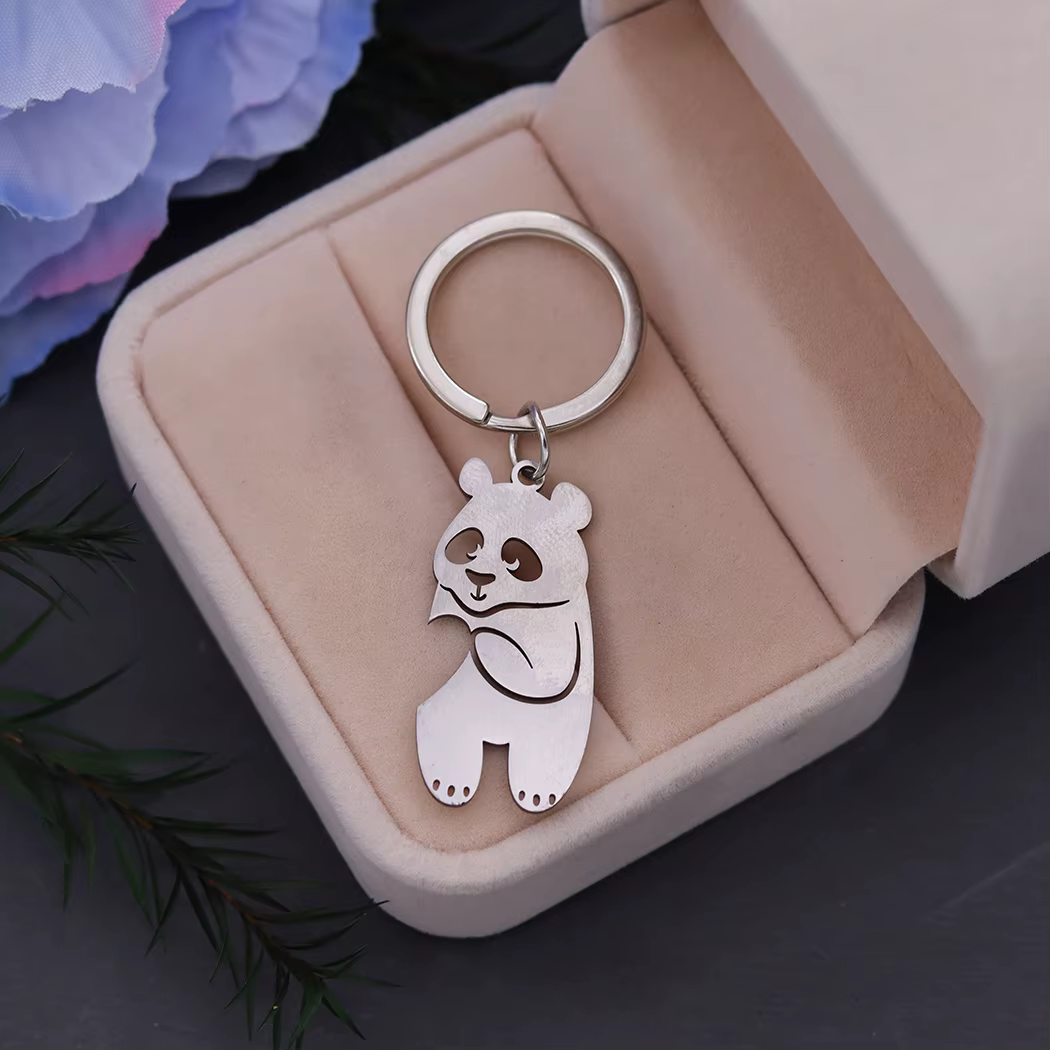 Porte-clés romantique en forme de cœur et de Panda