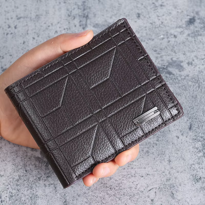 Portefeuille court à carreaux pour hommes