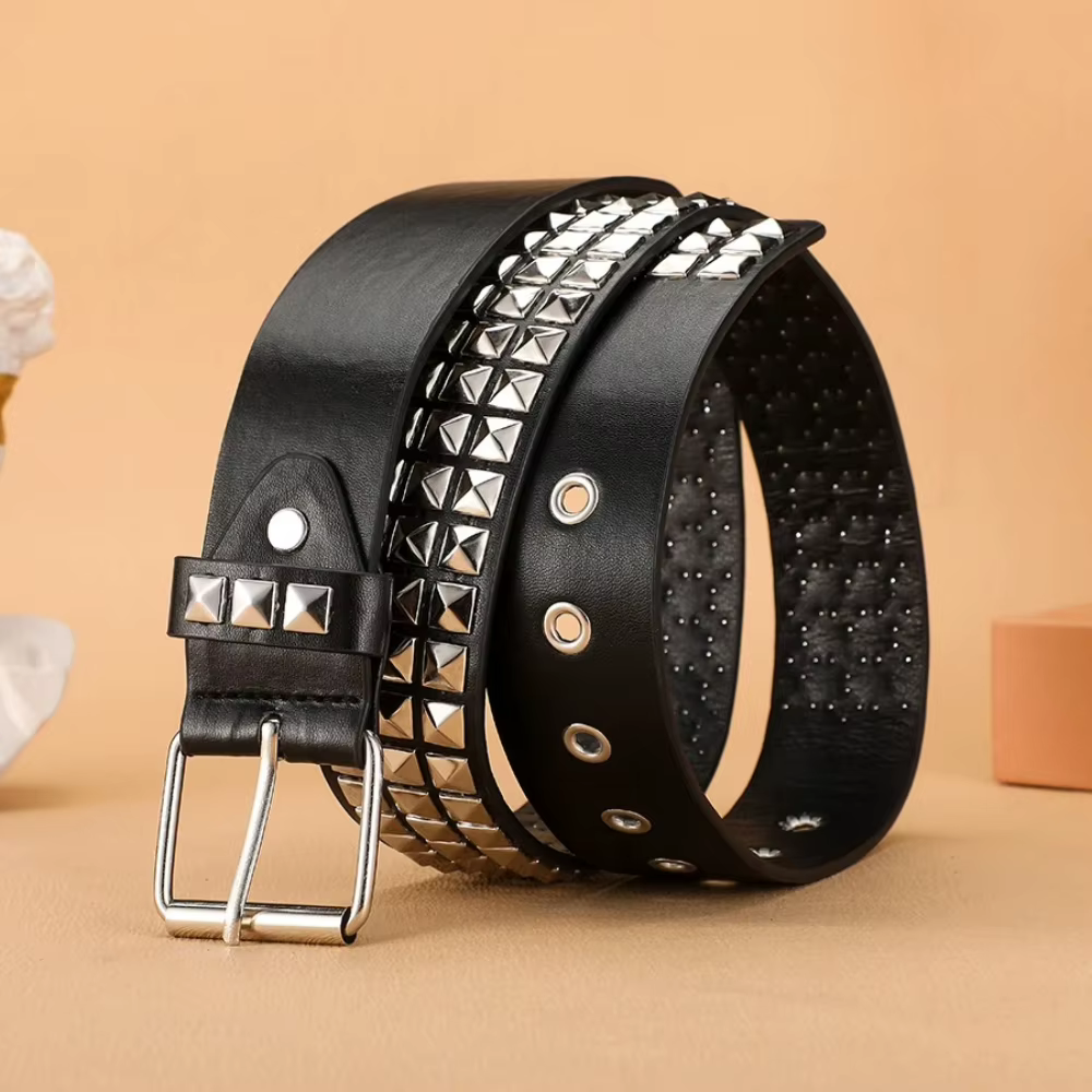 Ceinture à rivets en métal lourd pour femmes