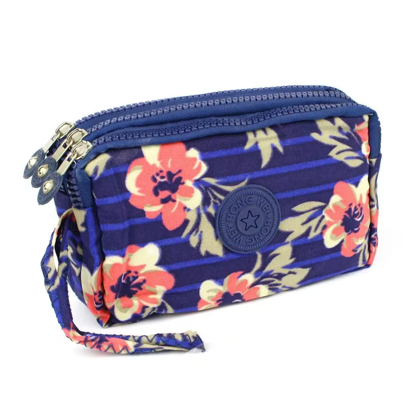 3 fermetures éclair femmes portefeuille toile tissu dame sacs à main