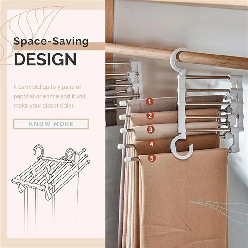 Cintre pour pantalons, cintres pour vêtements, pinces, cintres pliables en acier inoxydable, porte-cravate, organisateur de placard de chambre à coucher