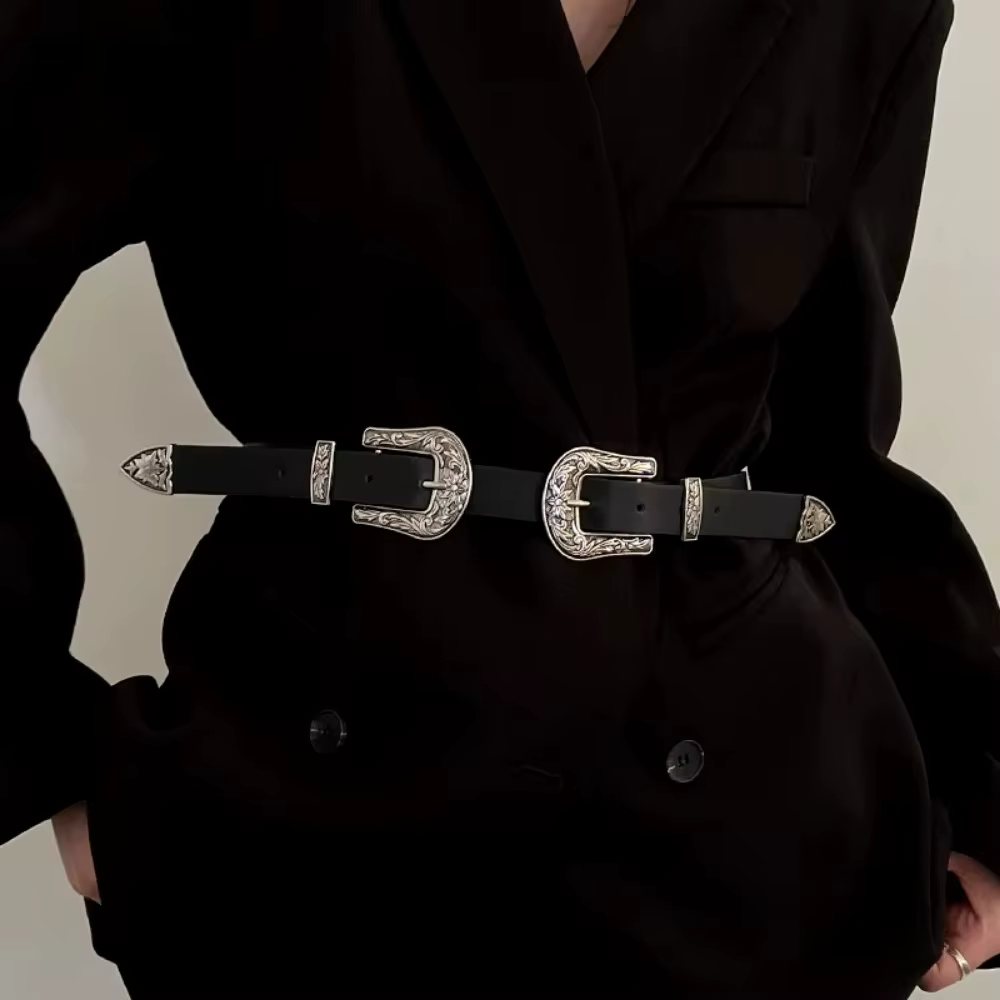 Ceinture noire polyvalente personnalisée pour femme