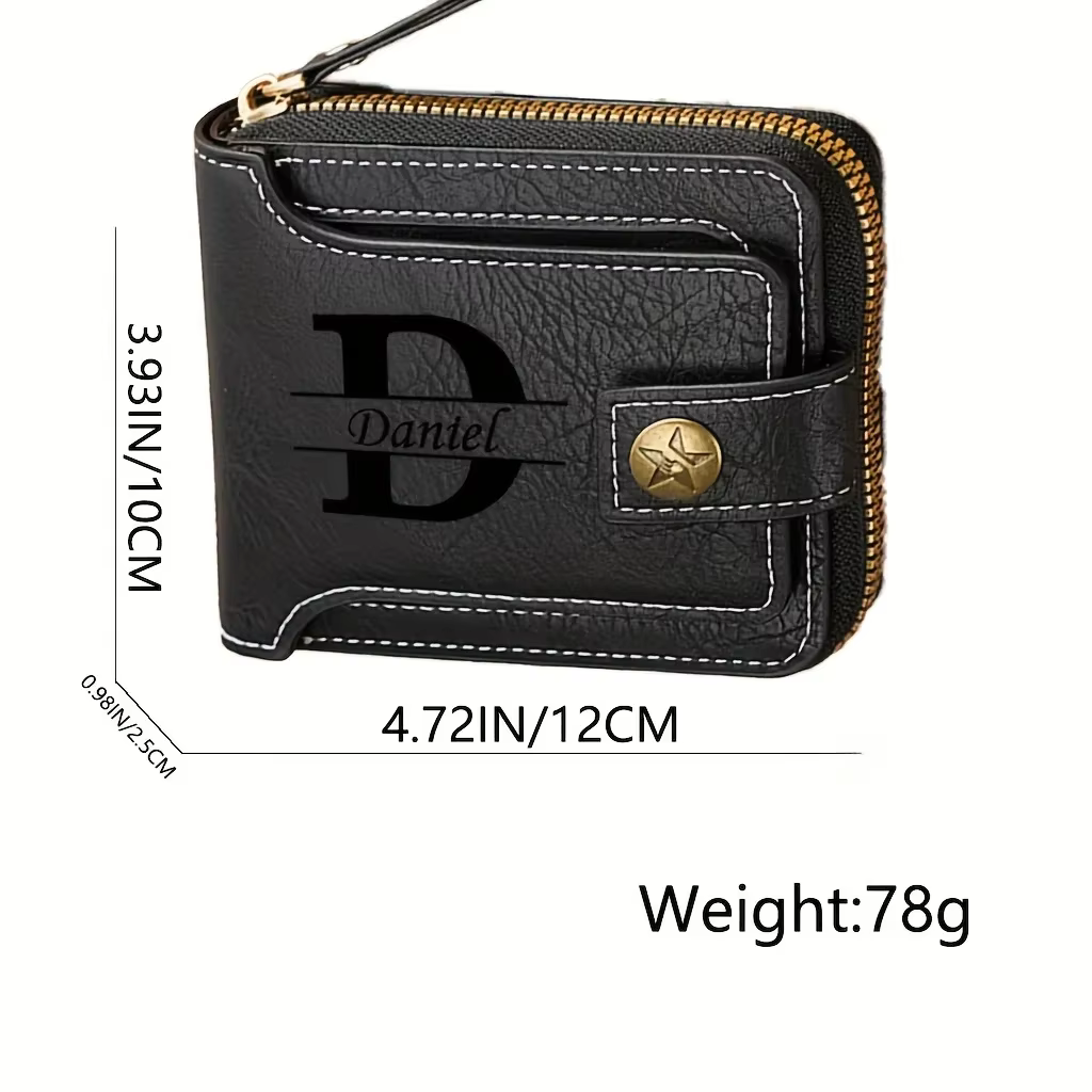 Portefeuille en cuir PU avec nom personnalisé personnalisable pour hommes – Cadeau idéal pour les garçons d'honneur