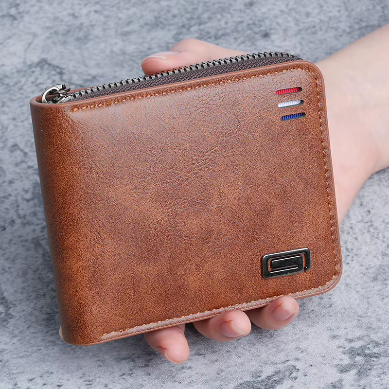 Portefeuille compact homme 2025 – Nouveau modèle uni
