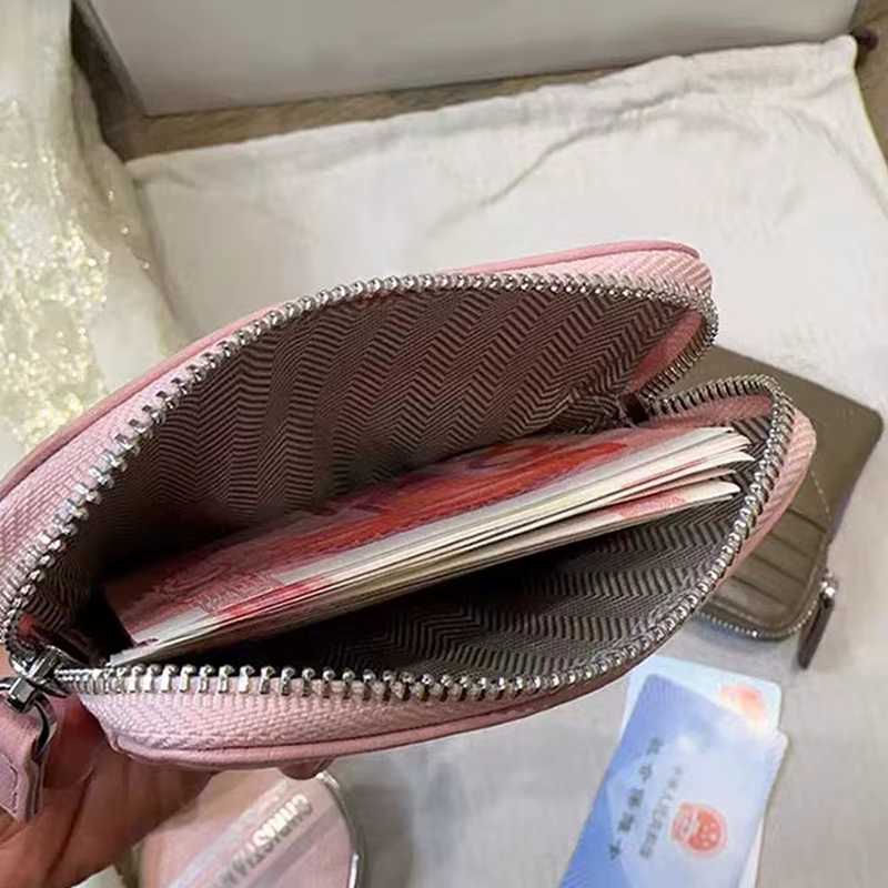 Peau de mouton luxe femme porte-monnaie en cuir véritable Plaid fermeture éclair dame carte portefeuille printemps été mode personnalisé porte-carte sac
