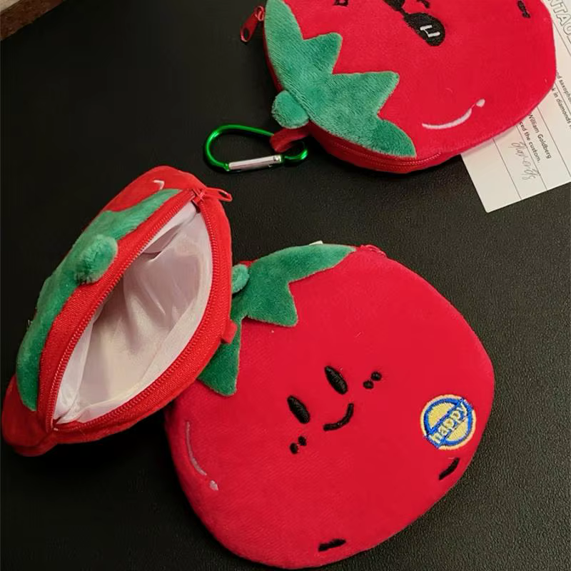 Porte-monnaie en peluche en forme de tomate