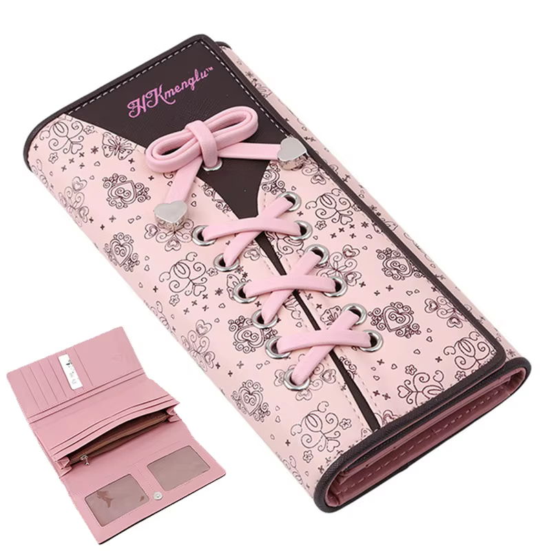 Portefeuille long multifonctionnel en PU pour filles