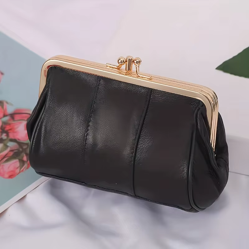 Portefeuille métallique Vintage en peau de mouton