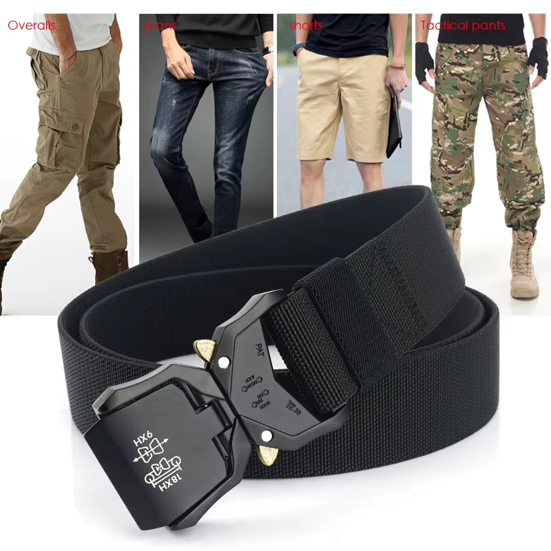VATLTY 140cm ceinture élastique pour hommes en alliage d'aluminium boucle à dégagement rapide