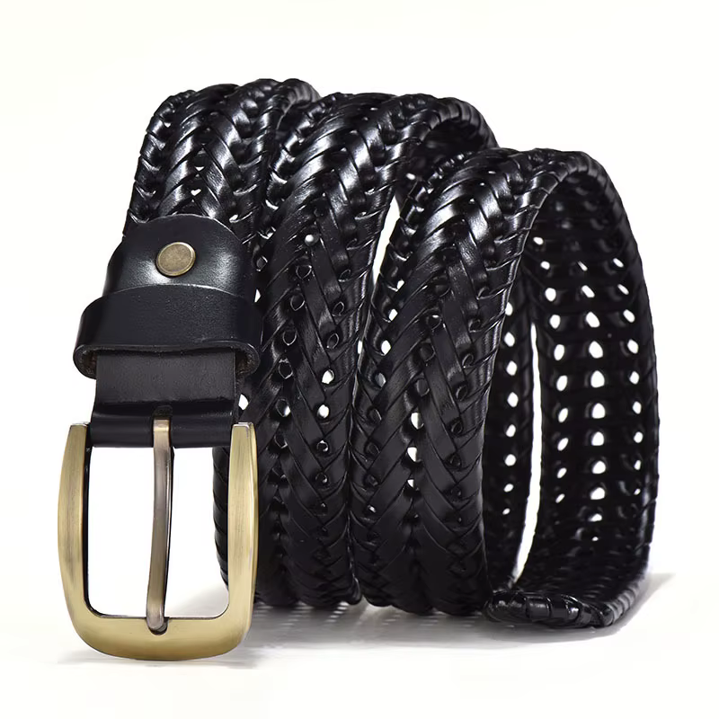 Ceintures tressées en cuir véritable pour hommes