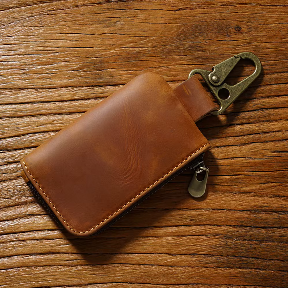 Porte-monnaie multifonctionnel en cuir avec porte-clés