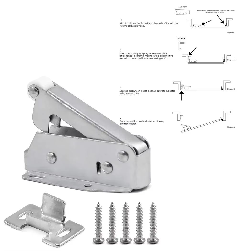 Loquet Tactile pour Porte de Grenier, Poussée pour Ouvrir les Meubles, Panneau Chi, Armoire, Fermeture Réglable
