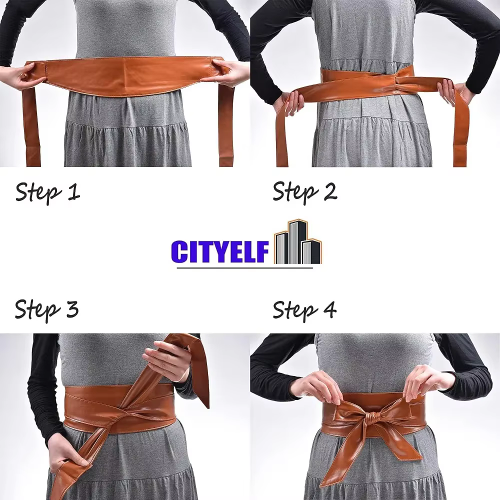 Ceinture large en cuir PU pour femme