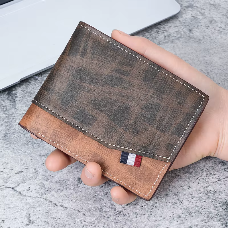 Portefeuille en cuir haute capacité pour hommes, petit portefeuille Photo multi-fentes pour pièces de monnaie, portefeuille Vintage