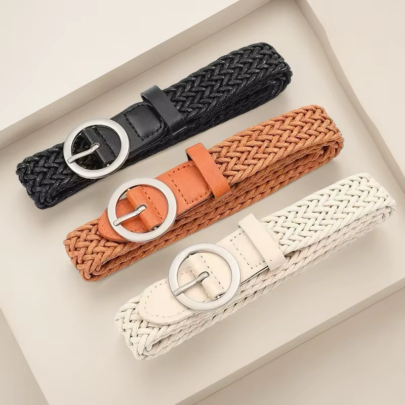 Ceinture coréenne rétro artisanale en cordon ciré pour femme