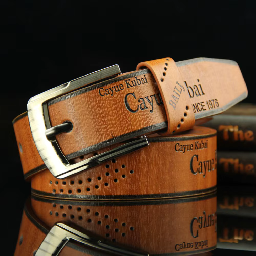 Ceinture en cuir pour hommes lettre imprimée luxe classique boucle affaires Cowboy Vintage