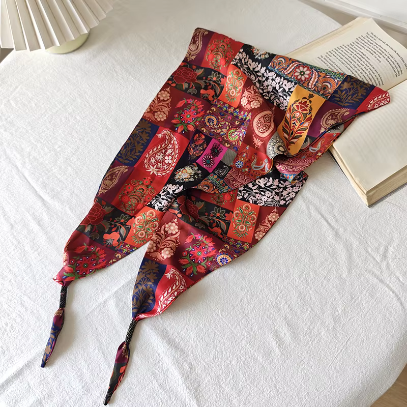 Ceinture foulard en soie pour femmes, nouveau Style décoratif assorti à la taille, jupe en jean longue Triangle, rideau de fesses élégant et polyvalent, 2025